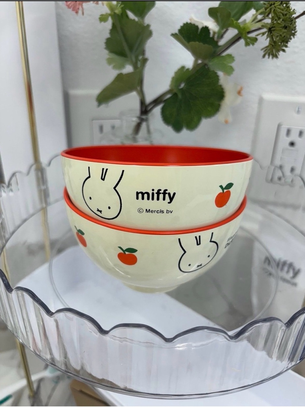 Cute Miffy🐰🧡 Cream and Orange Ceramic Snack Bowls - Set of 2